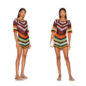 Alix Pinho | NWOT Hastanking Retro Crochet Mini Dress in Multicolor Size M